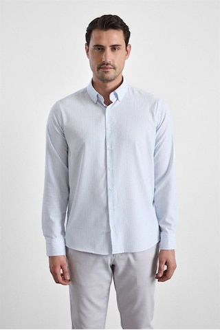 Süvari Buz Mavi Slim Düğmeli Yaka Casual Gömlek Gm1008400366-m01