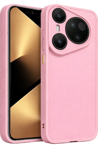 Huawei Pura 70 Pro Ve Pura 70 Pro Plus Uyumlu Kamera Çıkıntılı Mat Silikon Telefon Kılıfı Pembe