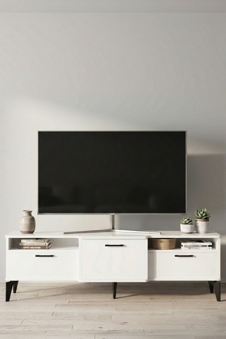 Mistral Tv Sehpası Metalik Beyaz 160x40 Cm