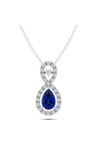 Pırlantalı Safir Sonsuzluk Kolye