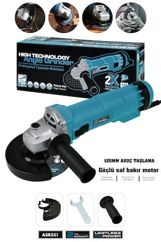 Assur ASR351 750 W 125 MM Avuç Taşlama Spiral Mavi