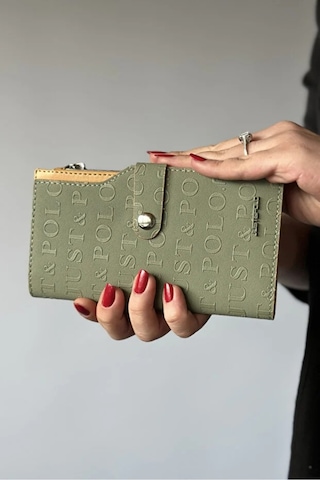 Just Polo Kadın 20 Kart Bölmeli Fermuarlı Ve Kapaklı Cüzdan Shopper Yeşil
