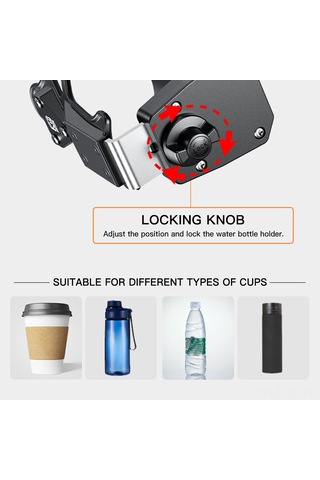 Hombey Güçlü Klemli Alüminyum-nilon Su Şişesi Tutucu - Bisiklet, Motosiklet, Elektrikli Araçlar İçin Uyumlu, 50-90mm Çaplı Şişelerle Uyumlu Siyah