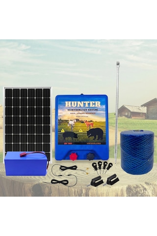 Hunter Profesyonel 500mt Domuz - Ayı Kovucu Elektrikli Çit Sistemi Güneş Panelli Lityum Akülü
