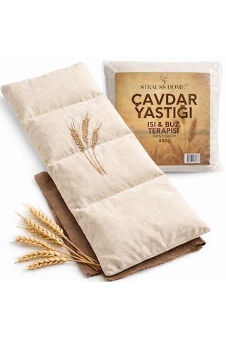 Strauss Home Çavdar Yastığı 800g Çıkarılabilir & Yıkanabilir Kılıf %100 Doğal Çavdar Dolgu Isı Ve Soğuk Terapisi Ekru