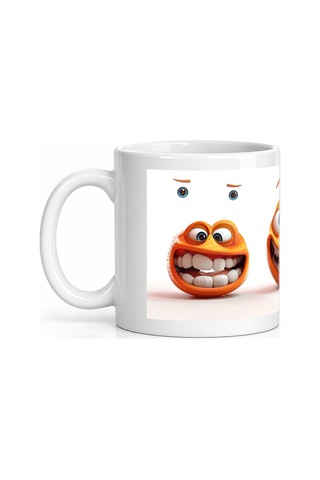Seramik Kupa Komik Diş Gülüşü Karakterli Baskılı 300 Ml Hediyelik Beyaz