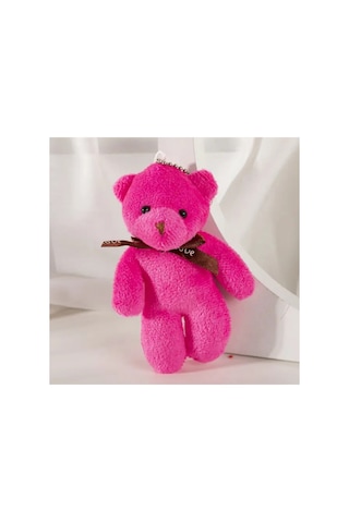 Peluş Tasarım Anahtarlık Aksesuar Ayıcık Hediyelik Anahtarlık Fuşya Pembe Pembe