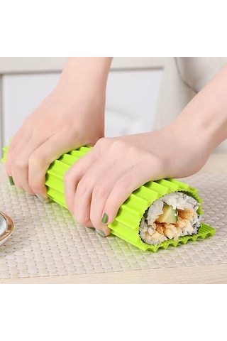 Yeşil Profesyonel Sınıf Silikon Hatta Suşi Ruloları Oluşturun Dıy Gıda Haddeleme Pirinç Haddeleme Makinesi Kek