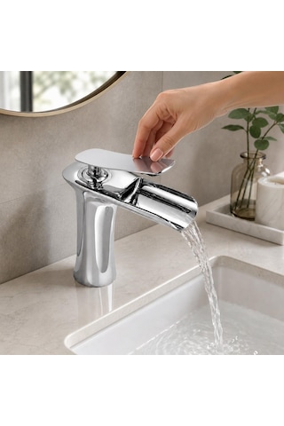 Edge Kısa Lavabo Bataryası Parlak Krom