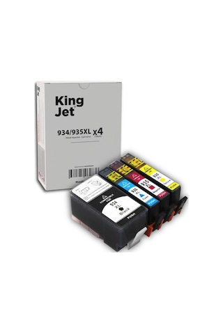 Kingjet Hp Uyumlu 934xl 935xl Yüksek Kapasiteli 4 Renk Takım Çipli Uyumlu Kartuş