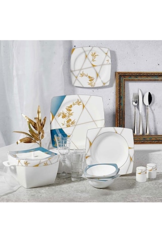 Korkmaz 60 Parça Bone Selection Kare Yemek Takımı A8454