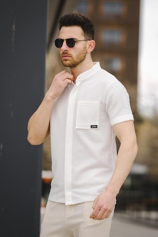 Oksit Erkek Slim Fit Kısa Kol Hakim Yaka Erkek Gömlek 001