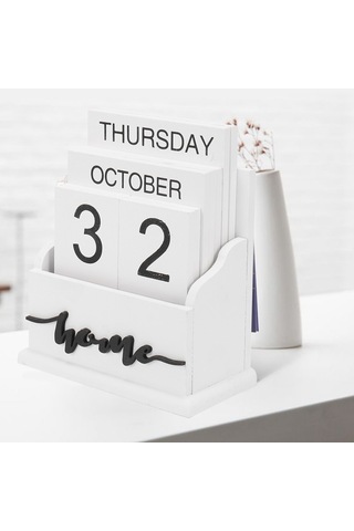 Ahşap Midye Kabuğu Masa Bloğu Takvim Hafta Ay Tarih Gösterimi