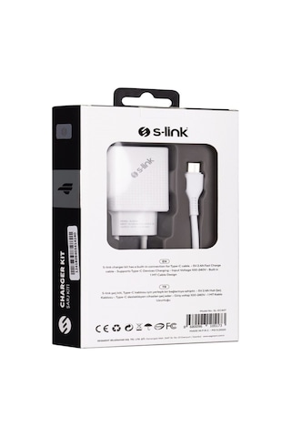 S-Link Sl-Ec40T 5V 2400Ma Type-C Kablolu Beyaz Ev Şarj Adaptörü