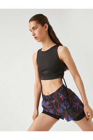 Koton Halter Yaka Yanları Büzgülü Crop Atlet Siyah 2sak30027nk Siyah