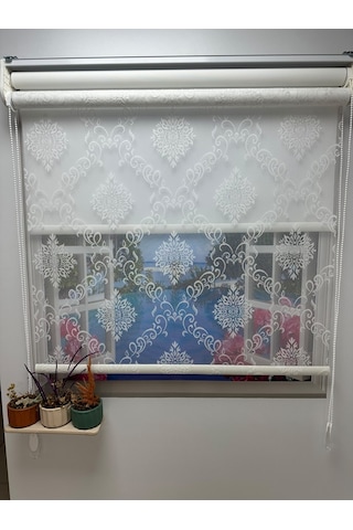 Çift Mekanizmalı Tül Ve Stor Perde Düz - Model 4 Beyaz