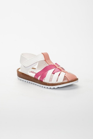 Şirin Bebe 01 Beyaz Pembe Kız Çocuk Sandalet Ayakkabı