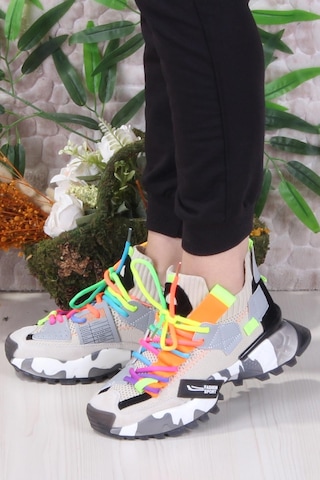 Fort Gj Elanur Rahat Kalın Taban Özel Tasarım Sneaker Kadın Spor Ayakkabı Bej
