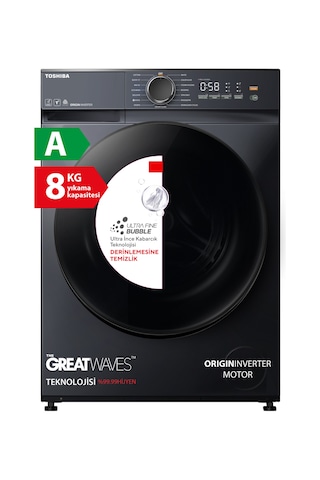 Toshiba TW-T21BU90UWTR WW 8 KG 1400 Devir Çamaşır Makinesi Gri