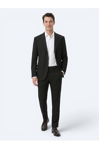 Kip Siyah Mikro Regular Fit Yün Karışımlı Takım Elbise