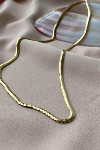 Zümrüt Sarraf 14 Ayar Yeşil Altın Kadın Tondo Ezme Zincir Kolye N11.47503