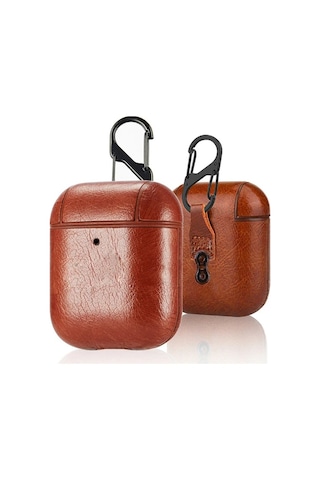 Northcity Ally Leather Case Apple Uyumlu Airpods 1-2 Pu Deri Koruma Kılıfı- 5775 Kahverengi