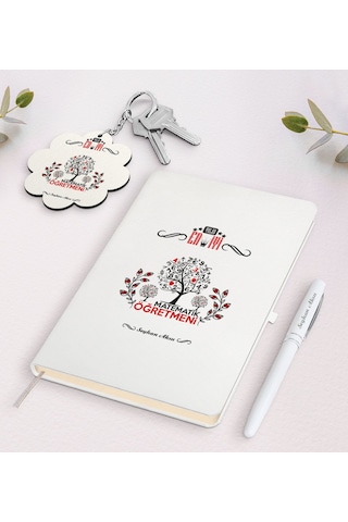Kişiye Özel Yılın En İyi Matematik Öğretmeni Beyaz Defter Kalem v