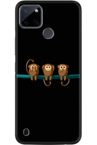 Realme C21Y Kılıf Resimli Desenli Silikon Platinium Series Üç Maymun 1871