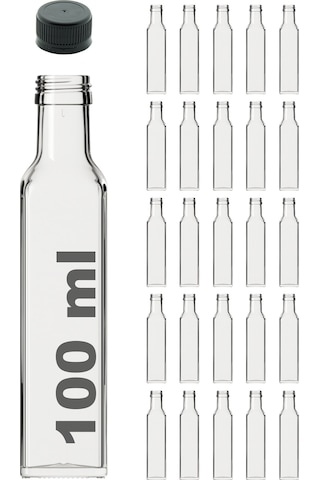 Afracam Maraska Şeffaf 100 ML Cam Şişe Sızdırmaz Kapak 25 Adet