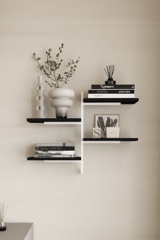 Aju 4 Katlı Duvar Rafı Metal Çerçeveli Dekoratif Kitaplık Ve Raf Ünitesi Modern Tasarıım Beyaz