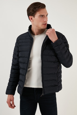 Buratti Dik Yaka Fermuarlı Cepli Slim Fit Şişme Erkek Mont 649002 Lacivert