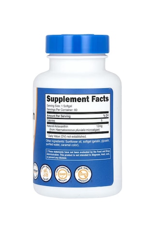 Nutricost Astaxanthin Antioxidants 12 Mg 60 Softgels
