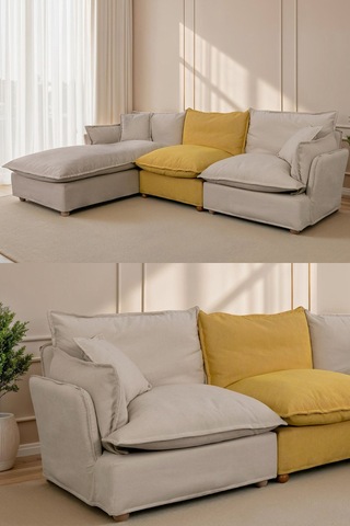 Lavinia Giydirilebilir Kılıflı L Köşe Koltuk Krem