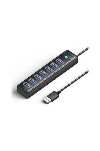 Yunboo Orico Siyah 7 Port Usb 3.0 Hub - 5gbps Hızlı Veri Transferi, 5v3a Sabit Besleme, Usb-a Girişi, 1m Kablolu Pw7u-u3