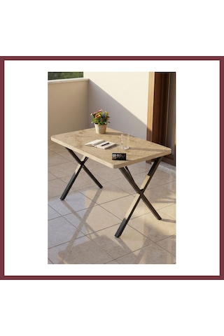 Storeşahin Mutfak Masası 110x70 Cm Modern Ahşap Görünümlü Yemek Masası Ofis Bahçe Balkon Cafe Masa 9831 Travert Shn0720