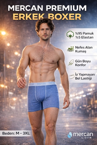 Mercan Baklava Dilimi Desenli Boxer - İz Yapmayan Bel Lastiği Gümüş