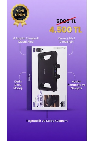 Auhma 6 Başlı Super Masaj Aleti Siyah