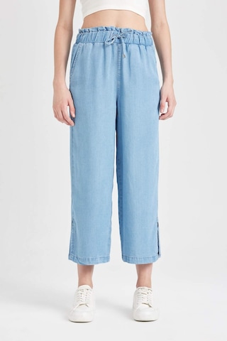 Defacto Culotte Yüksek Bel Kısa Geniş Paça Yırtmaçlı Jean Pantolon B5200AX24SMNM28 Mavi