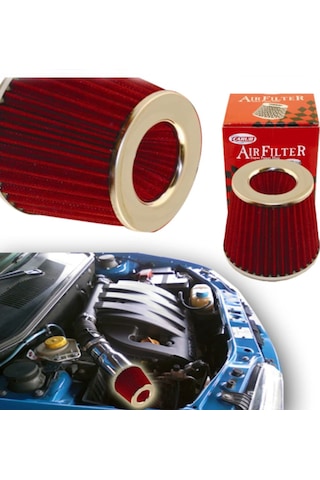 Carub Ses ve Perans  Açık Hava Filtresi +6 Hp Kırmızı Aparatlı Üniversal (00) (ŞüsCarOto Aksesuar)