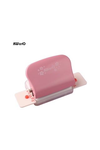 Aubyhe Kw-trio 6 Delikli El Puncher, 6mm Çap, 5 Yaprak Kapasitesi, Pembe Renkli, Metal+abs, Defter Ve Kağıt Delme Aleti Pembe