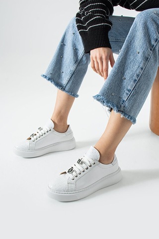 Dericia Shoes Icon Hakiki Deri Günlük Rahat Kadın Sneaker Beyaz