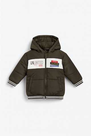 Esila Kids Çocuk Mont Kapüşonlu Mont Fermuarlı Mont 5-8 Yaş Haki