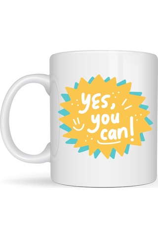 Yes You Can Motivasyon Kupası Model 131 , Pozitif Mesajlı Porselen Kupa , İlham Veren Tasarım , Ofis & Kupası