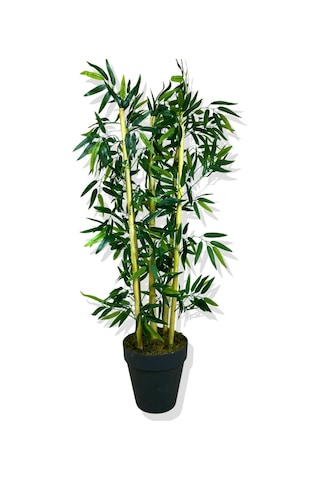 Cihan Çiçekçilik Yapay Yapraklı Bambu Ağacı 5 Bambu'lu 110 Cm Beyaz- Yeşil