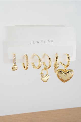 Kadın Vip Seri Zirkon Taşlı Karışık Figürlü 6'lı Küpe Seti Zrk0015 - Altın