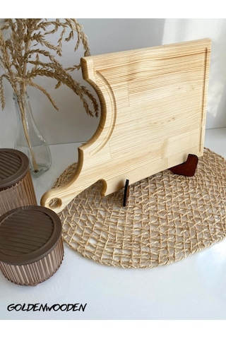Balta Doğal Ahşap Sunum Tabağı Ahşap Sunumluk Beyaz Çam Boy:40cm En:25cm