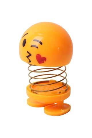 Öpücük Atan Emoji Smile Zıp Zıp Kafa 8 Cm Araba Torpido Süsü Masaüstü Dekoratif Figür Pasta Süsü Emoji