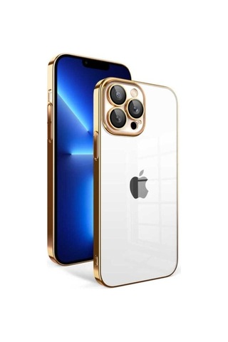 Apple Uyumlu iPhone 12 Pro Kılıf Kamera Korumalı Renkli Çerçeveli Zore Garaj Kapak Gold