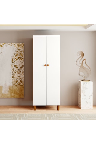 Luna 2 Kapaklı 3 Raflı 205 Cm Beyaz Dolap Konuma Özel Teslimat