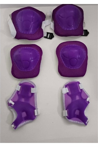 Çocuk Koruyucu Set Dizlik Dirseklik Bileklik 6 Parça Paten Scooter Bisiklet Kaykay Koruyucu Mor Renk